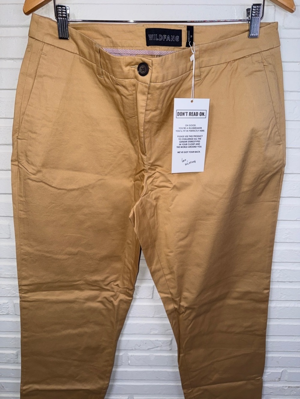 Wildfang Camel Khaki Straight-Leg The Essential Trousers , Women’s Size 12 - Picture 3 of 7